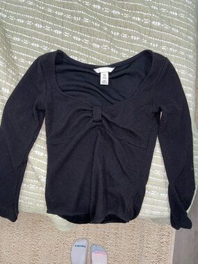 APRIL FLASH SALE: Black Deep V Long Sleeve Bodysuit